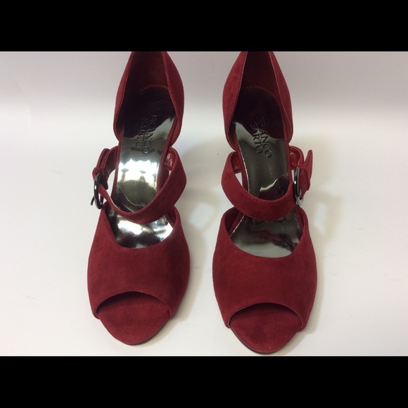 Franco Sarto Deep Red suede Peep toe pump size 7 - Picture 2 of 8